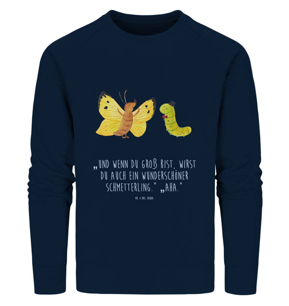 Organic Pullover Raupe & Schmetterling Pullover, Pullover Männer, Pullover Frauen, Sweatshirt, Sweatshirt Männer, Sweatshirt Frauen, Unisex, Tiermotive, Gute Laune, lustige Sprüche, Tiere, Raupe, Schmetterling, Zitronenfalter, Entwicklung, Erwachsen werden, Kokon, Hut, Hütchen, Schönheit, Aufwachsen