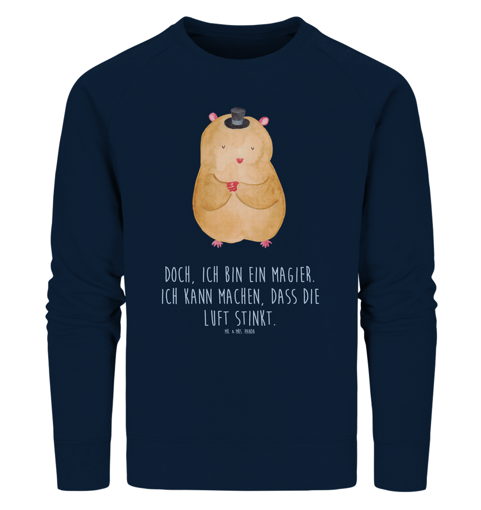 Organic Pullover Hamster mit Hut Pullover, Pullover Männer, Pullover Frauen, Sweatshirt, Sweatshirt Männer, Sweatshirt Frauen, Unisex, Tiermotive, Gute Laune, lustige Sprüche, Tiere, Hamster, Hut, Magier, Zylinder, Zwerghamster, Zauberer, Houdini