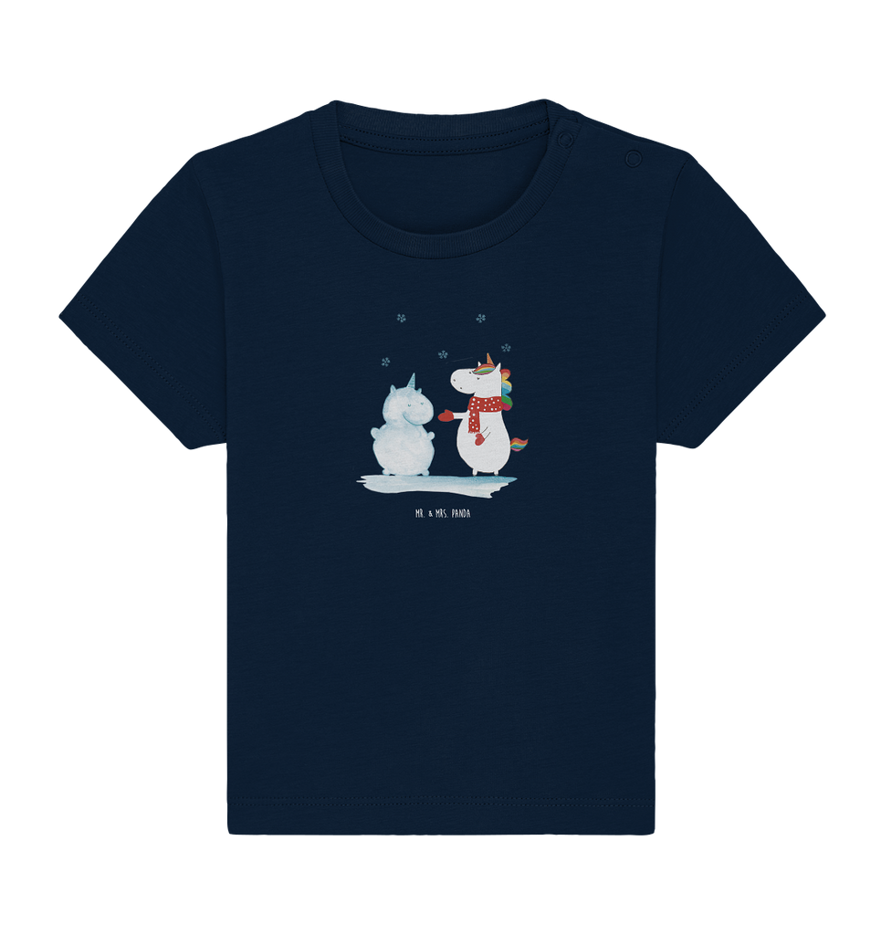 Organic Baby Shirt Einhorn Schneemann Baby T-Shirt, Jungen Baby T-Shirt, Mädchen Baby T-Shirt, Shirt, Einhorn, Einhörner, Einhorn Deko, Pegasus, Unicorn, Schneemann, Winter, Schnee, Kuchen, Weihnachten, kalt, Mütze, Handschuhe, X-Mas