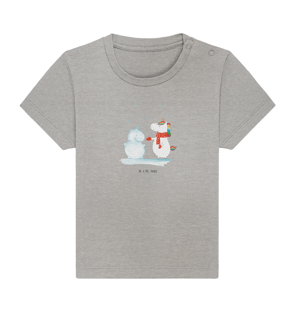 Organic Baby Shirt Einhorn Schneemann Baby T-Shirt, Jungen Baby T-Shirt, Mädchen Baby T-Shirt, Shirt, Einhorn, Einhörner, Einhorn Deko, Pegasus, Unicorn, Schneemann, Winter, Schnee, Kuchen, Weihnachten, kalt, Mütze, Handschuhe, X-Mas