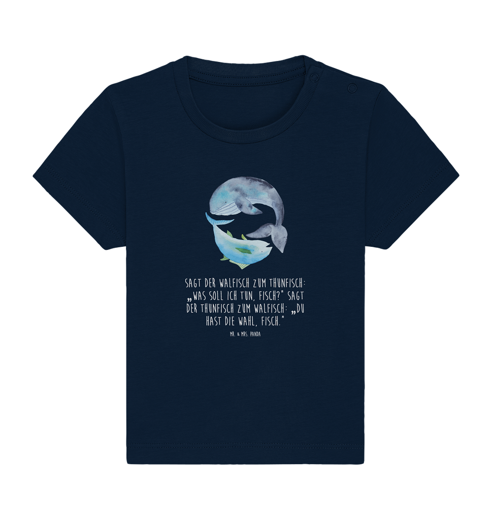 Organic Baby Shirt Walfisch & Thunfisch Baby T-Shirt, Jungen Baby T-Shirt, Mädchen Baby T-Shirt, Shirt, Tiermotive, Gute Laune, lustige Sprüche, Tiere, Wal, Wahl, Tunfisch, Wortwitz lustig, Spruch lustig, Flachwitz, Witz, Spruch des Tages, Flachwitz Geschenk
