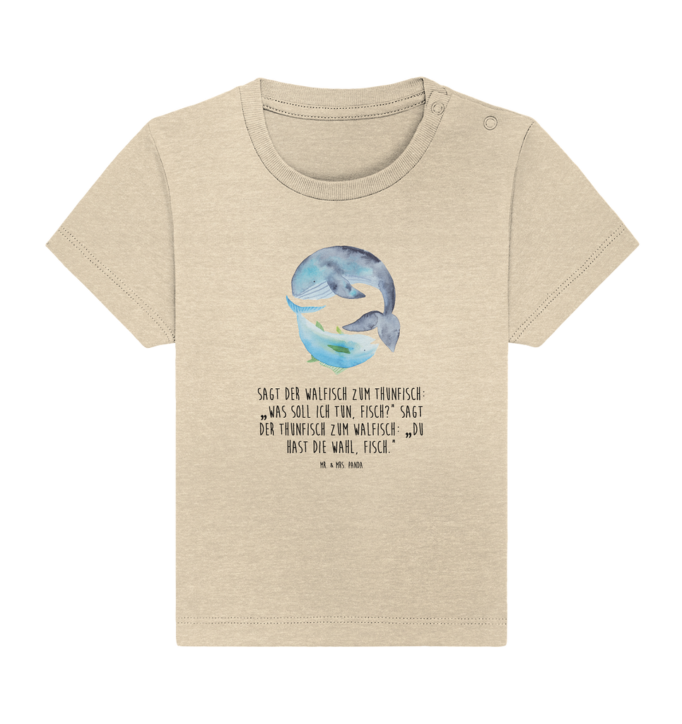 Organic Baby Shirt Walfisch & Thunfisch Baby T-Shirt, Jungen Baby T-Shirt, Mädchen Baby T-Shirt, Shirt, Tiermotive, Gute Laune, lustige Sprüche, Tiere, Wal, Wahl, Tunfisch, Wortwitz lustig, Spruch lustig, Flachwitz, Witz, Spruch des Tages, Flachwitz Geschenk