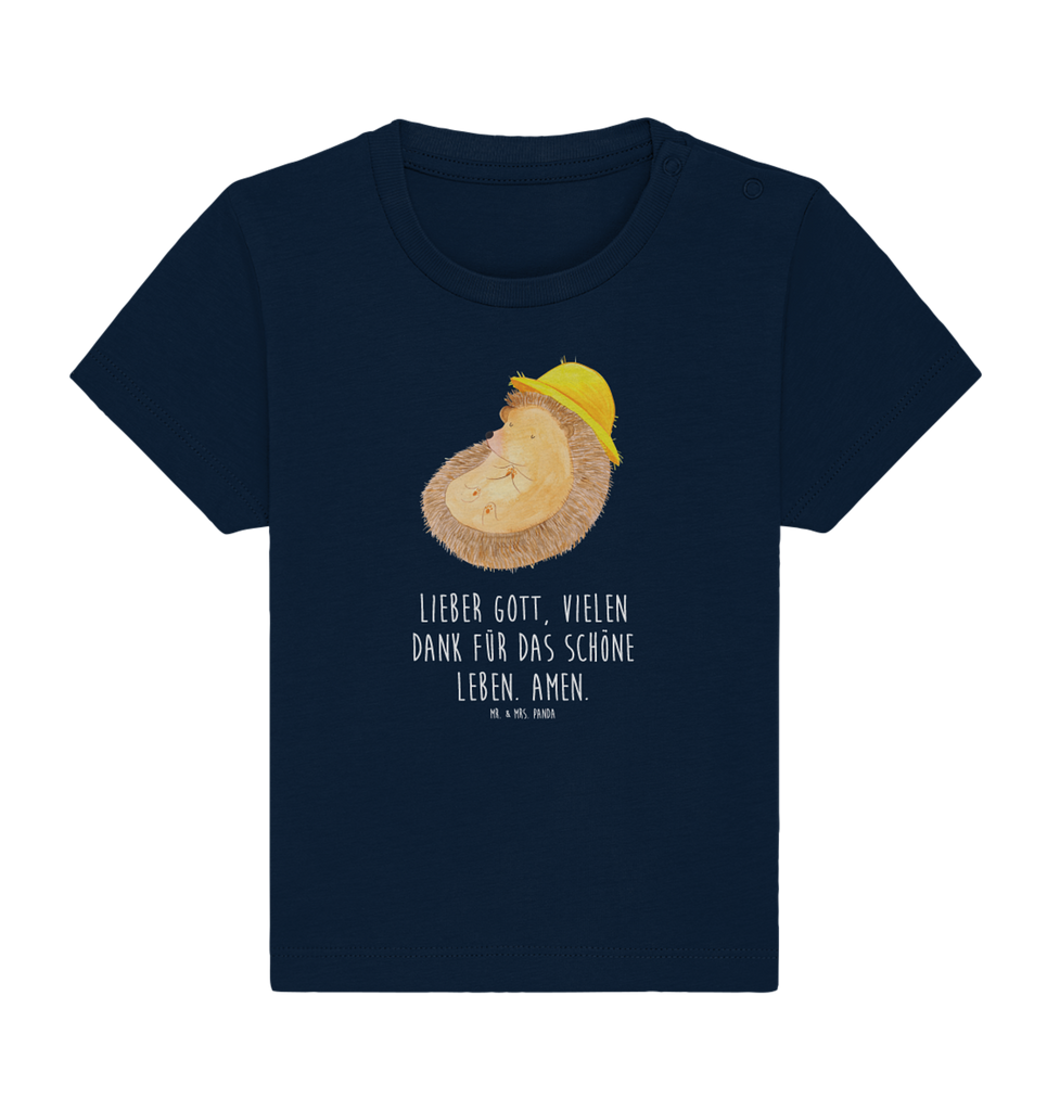 Organic Baby Shirt Igel betet Baby T-Shirt, Jungen Baby T-Shirt, Mädchen Baby T-Shirt, Shirt, Tiermotive, Gute Laune, lustige Sprüche, Tiere, Igel, Igel mit Hut, Sonnenhut, Gott, Amen, beten, Leben, Dankbarkeit, Dankbar sein, dankbar, genießen