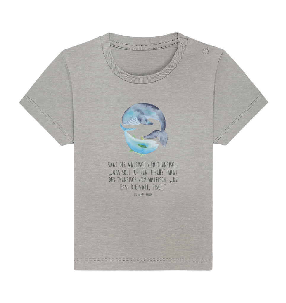 Organic Baby Shirt Walfisch & Thunfisch Baby T-Shirt, Jungen Baby T-Shirt, Mädchen Baby T-Shirt, Shirt, Tiermotive, Gute Laune, lustige Sprüche, Tiere, Wal, Wahl, Tunfisch, Wortwitz lustig, Spruch lustig, Flachwitz, Witz, Spruch des Tages, Flachwitz Geschenk