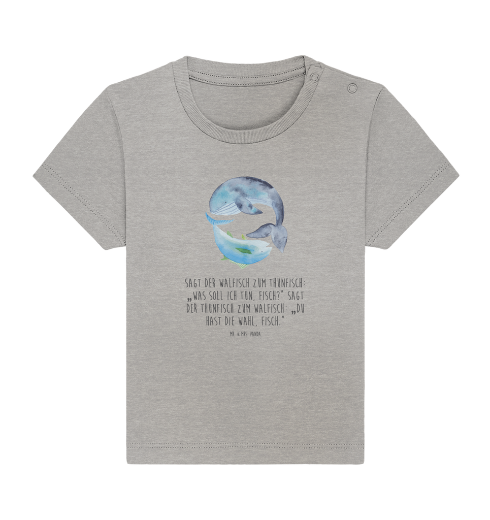 Organic Baby Shirt Walfisch & Thunfisch Baby T-Shirt, Jungen Baby T-Shirt, Mädchen Baby T-Shirt, Shirt, Tiermotive, Gute Laune, lustige Sprüche, Tiere, Wal, Wahl, Tunfisch, Wortwitz lustig, Spruch lustig, Flachwitz, Witz, Spruch des Tages, Flachwitz Geschenk