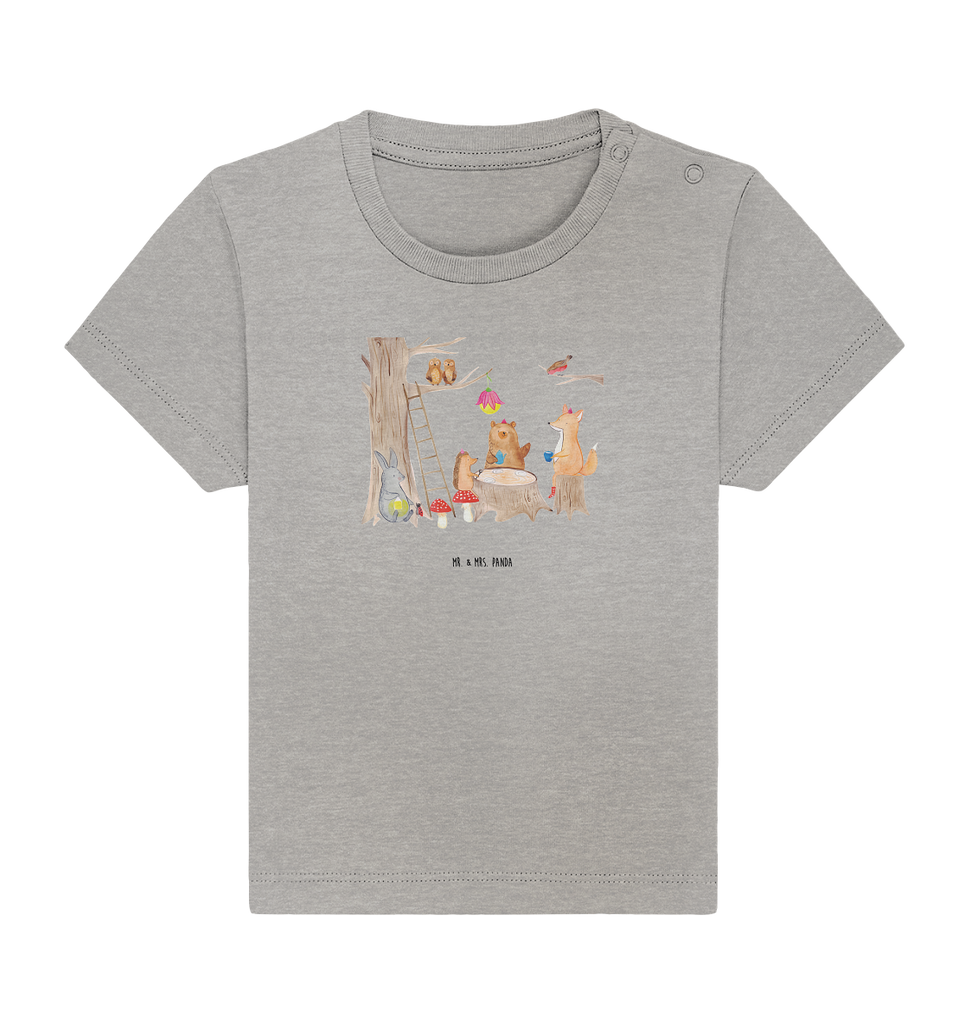 Organic Baby Shirt Waldtiere Picknick Baby T-Shirt, Jungen Baby T-Shirt, Mädchen Baby T-Shirt, Shirt, Tiermotive, Gute Laune, lustige Sprüche, Tiere, Waldtiere, Picknick, Wald, Fuchs, Hase, Igel, Maus, Eichhörnchen