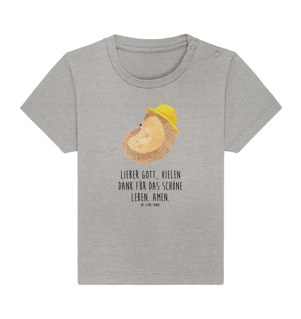 Organic Baby Shirt Igel betet Baby T-Shirt, Jungen Baby T-Shirt, Mädchen Baby T-Shirt, Shirt, Tiermotive, Gute Laune, lustige Sprüche, Tiere, Igel, Igel mit Hut, Sonnenhut, Gott, Amen, beten, Leben, Dankbarkeit, Dankbar sein, dankbar, genießen