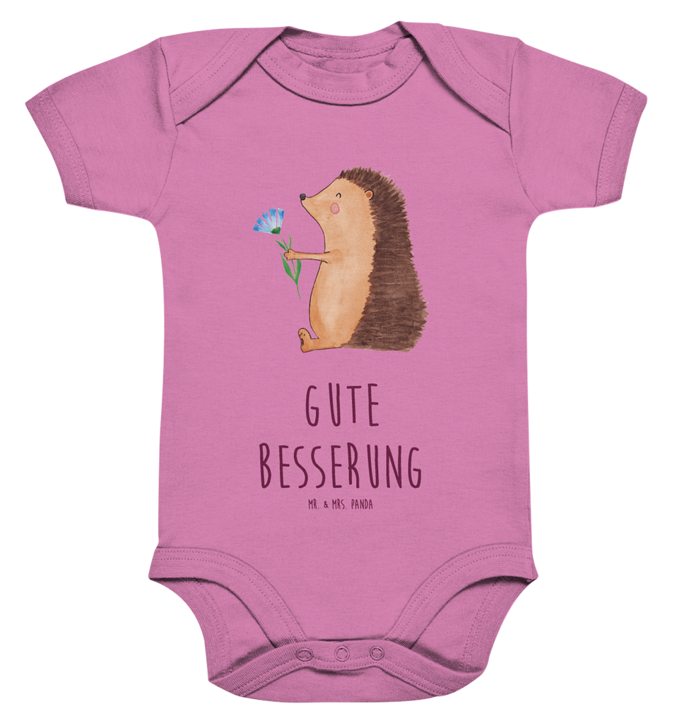 Organic Baby Body Igel mit Blume Babykleidung, Babystrampler, Strampler, Wickelbody, Baby Erstausstattung, Junge, Mädchen, Tiermotive, Gute Laune, lustige Sprüche, Tiere, Igel, Gute Besserung, Genesungswünsche, Krankheit, Krankenhaus, krank, Besuch