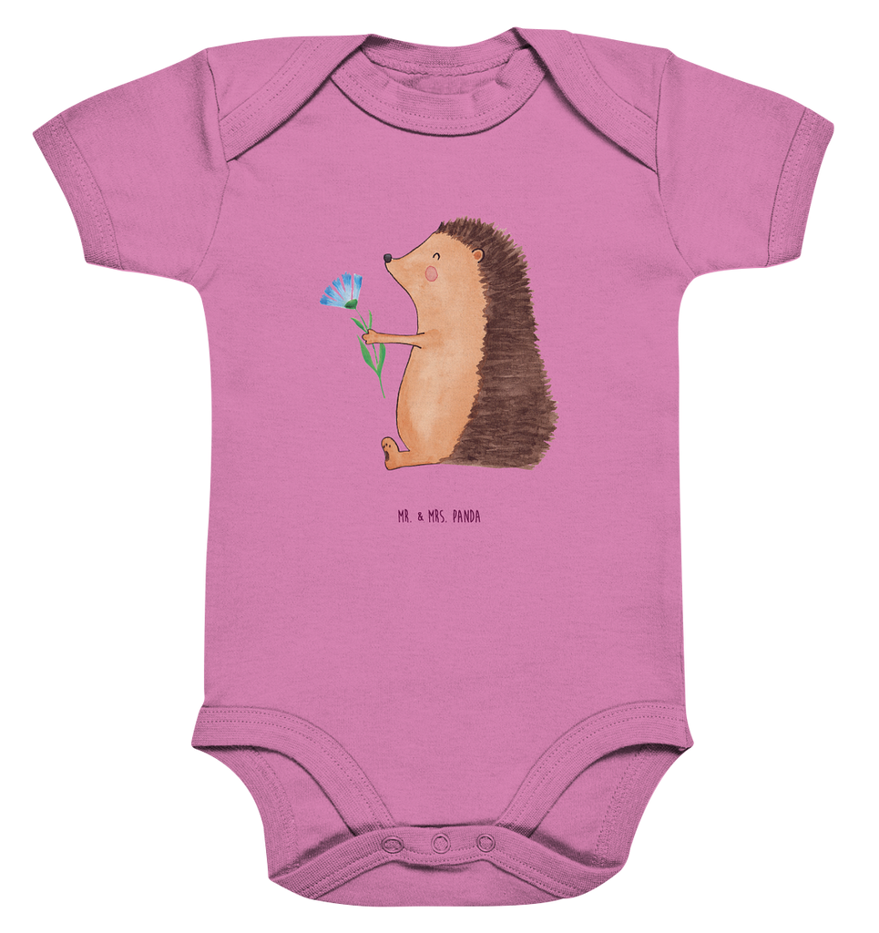 Organic Baby Body Igel mit Blume Babykleidung, Babystrampler, Strampler, Wickelbody, Baby Erstausstattung, Junge, Mädchen, Tiermotive, Gute Laune, lustige Sprüche, Tiere, Igel, Gute Besserung, Genesungswünsche, Krankheit, Krankenhaus, krank, Besuch