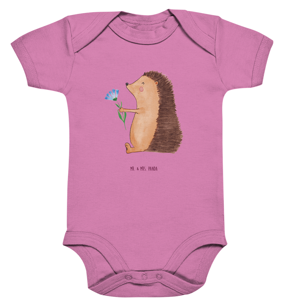 Organic Baby Body Igel mit Blume Babykleidung, Babystrampler, Strampler, Wickelbody, Baby Erstausstattung, Junge, Mädchen, Tiermotive, Gute Laune, lustige Sprüche, Tiere, Igel, Gute Besserung, Genesungswünsche, Krankheit, Krankenhaus, krank, Besuch