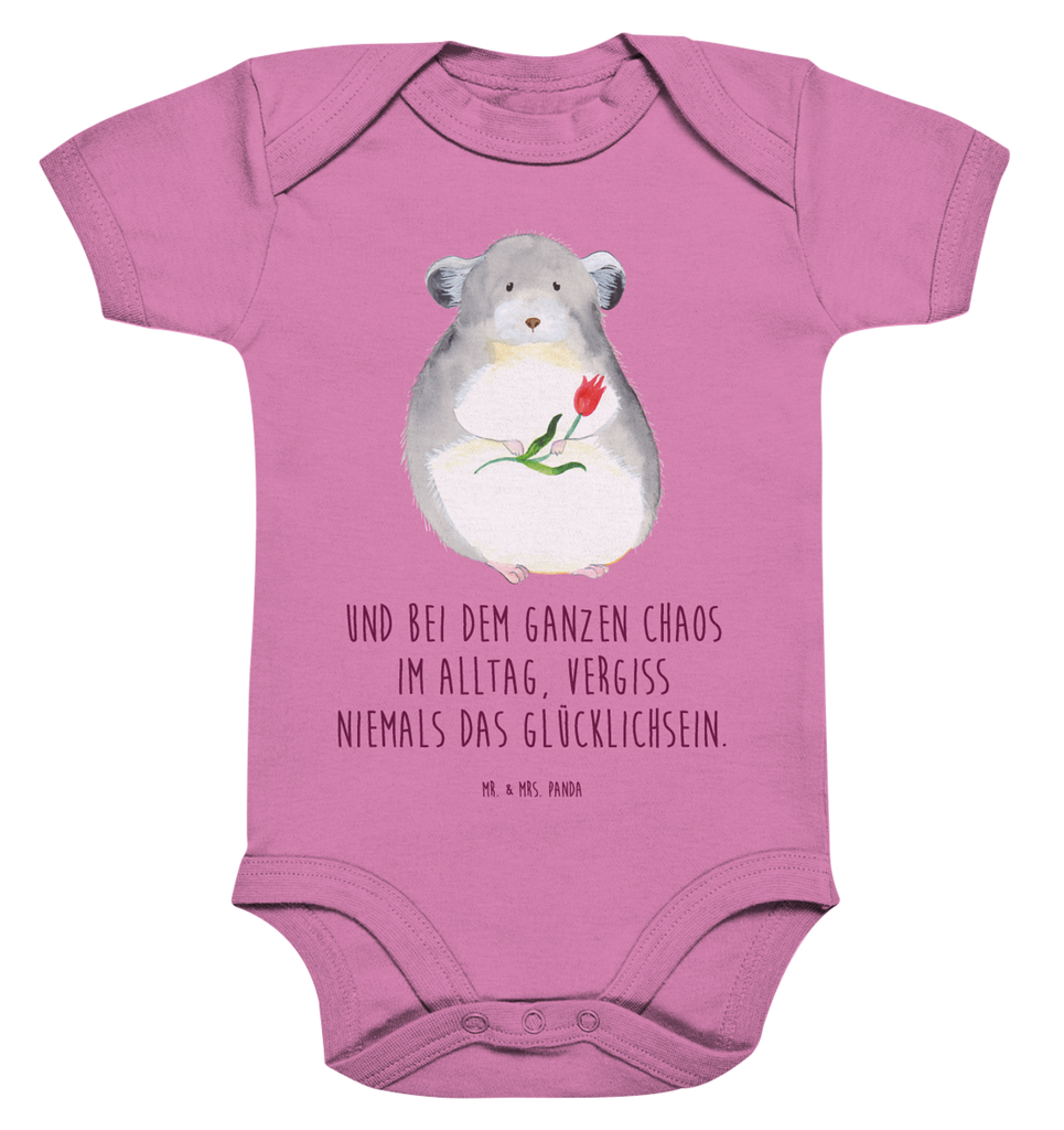 Organic Baby Body Chinchilla mit Blume Babykleidung, Babystrampler, Strampler, Wickelbody, Baby Erstausstattung, Junge, Mädchen, Tiermotive, Gute Laune, lustige Sprüche, Tiere, Chinchilla, Chinchillas, Liebeskummer, Kummer, Depressionen, traurig sein, Chaos, Glücklichsein, Büro, Büroalltag