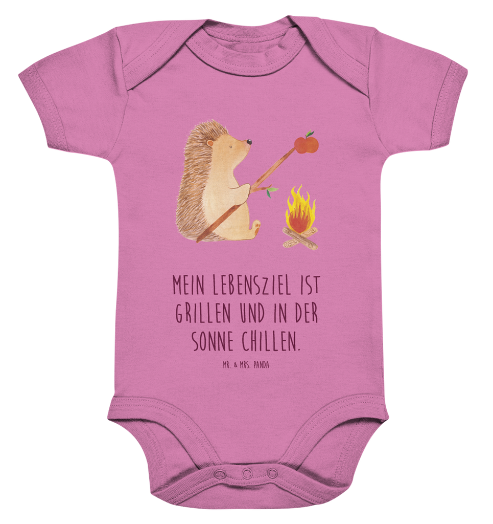 Organic Baby Body Igel grillt Babykleidung, Babystrampler, Strampler, Wickelbody, Baby Erstausstattung, Junge, Mädchen, Tiermotive, Gute Laune, lustige Sprüche, Tiere, Igel, Grillen, Ziele, Motivation, arbeitslos, Sinn des Lebens, Spruch