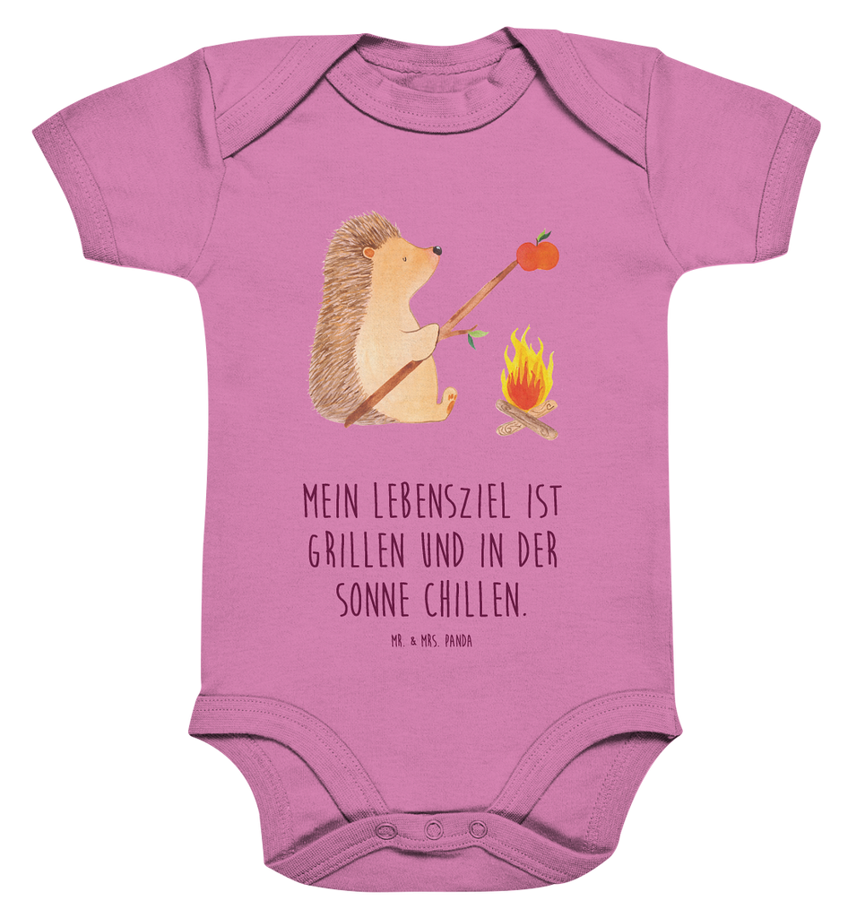 Organic Baby Body Igel grillt Babykleidung, Babystrampler, Strampler, Wickelbody, Baby Erstausstattung, Junge, Mädchen, Tiermotive, Gute Laune, lustige Sprüche, Tiere, Igel, Grillen, Ziele, Motivation, arbeitslos, Sinn des Lebens, Spruch