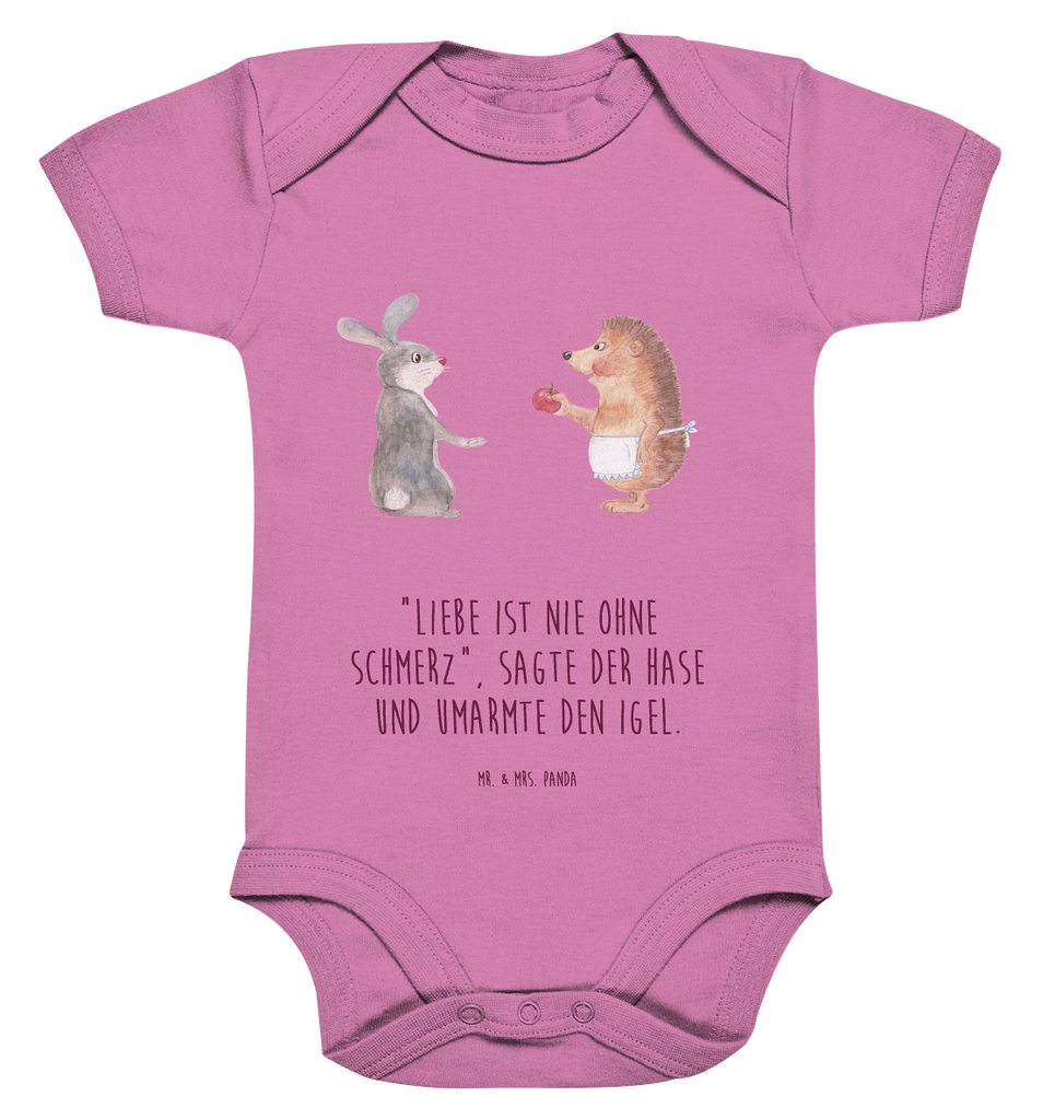 Organic Baby Body Liebe ist nie ohne Schmerz Babykleidung, Babystrampler, Strampler, Wickelbody, Baby Erstausstattung, Junge, Mädchen, Tiermotive, Gute Laune, lustige Sprüche, Tiere, Igel und Hase, Igel, Hase, Liebe Spruch, Liebeskummer Geschenk, Herzschmerz, Trösten, Trennungsschmerz, Spruch romantisch