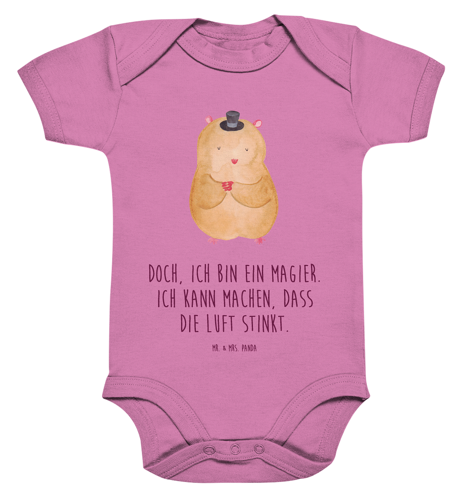 Organic Baby Body Hamster mit Hut Babykleidung, Babystrampler, Strampler, Wickelbody, Baby Erstausstattung, Junge, Mädchen, Tiermotive, Gute Laune, lustige Sprüche, Tiere, Hamster, Hut, Magier, Zylinder, Zwerghamster, Zauberer, Houdini