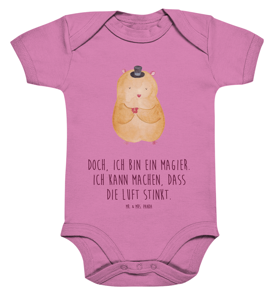 Organic Baby Body Hamster mit Hut Babykleidung, Babystrampler, Strampler, Wickelbody, Baby Erstausstattung, Junge, Mädchen, Tiermotive, Gute Laune, lustige Sprüche, Tiere, Hamster, Hut, Magier, Zylinder, Zwerghamster, Zauberer, Houdini
