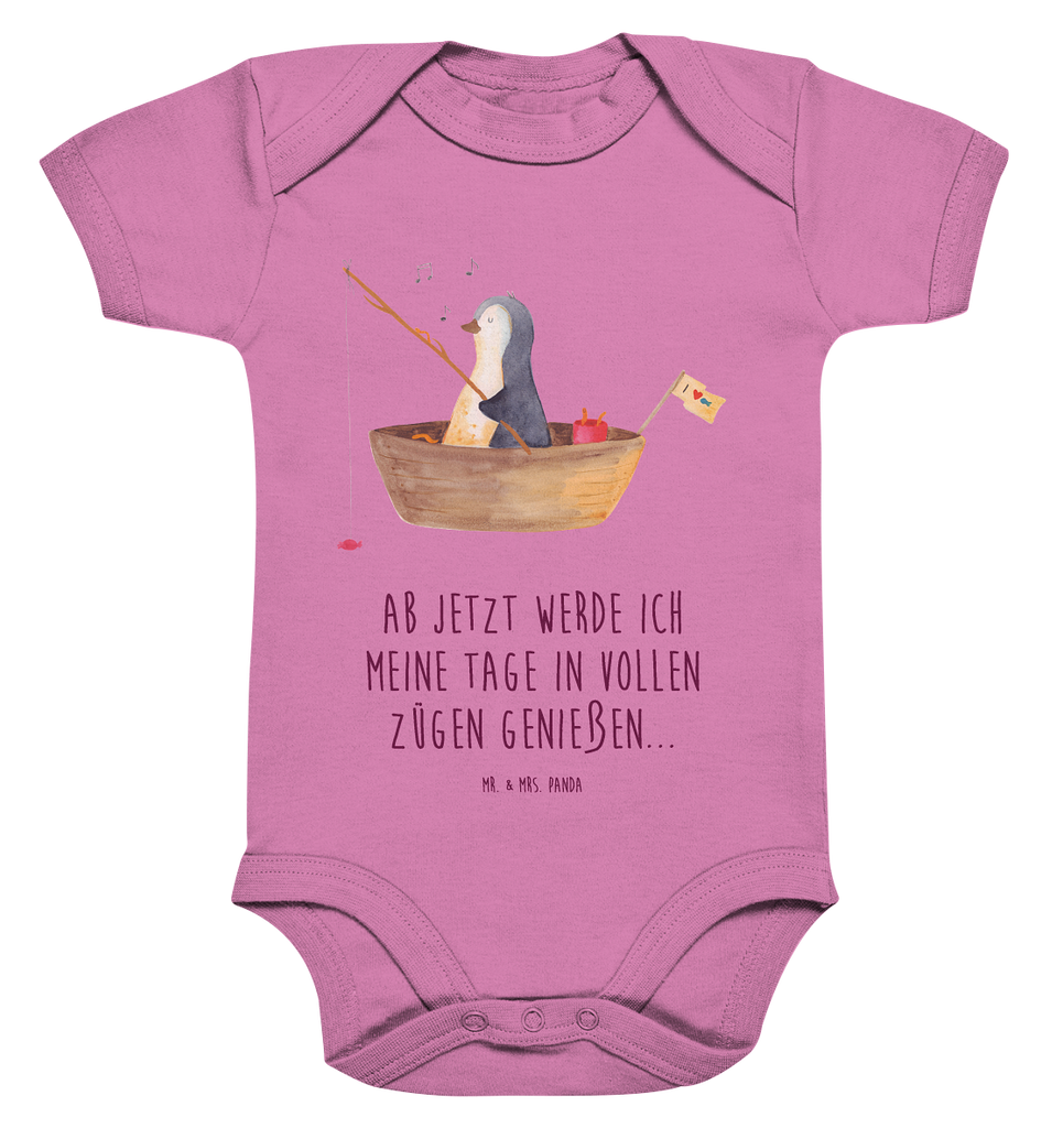 Organic Baby Body Pinguin Angelboot Babykleidung, Babystrampler, Strampler, Wickelbody, Baby Erstausstattung, Junge, Mädchen, Pinguin, Pinguine, Angeln, Boot, Angelboot, Lebenslust, Leben, genießen, Motivation, Neustart, Neuanfang, Trennung, Scheidung, Geschenkidee Liebeskummer