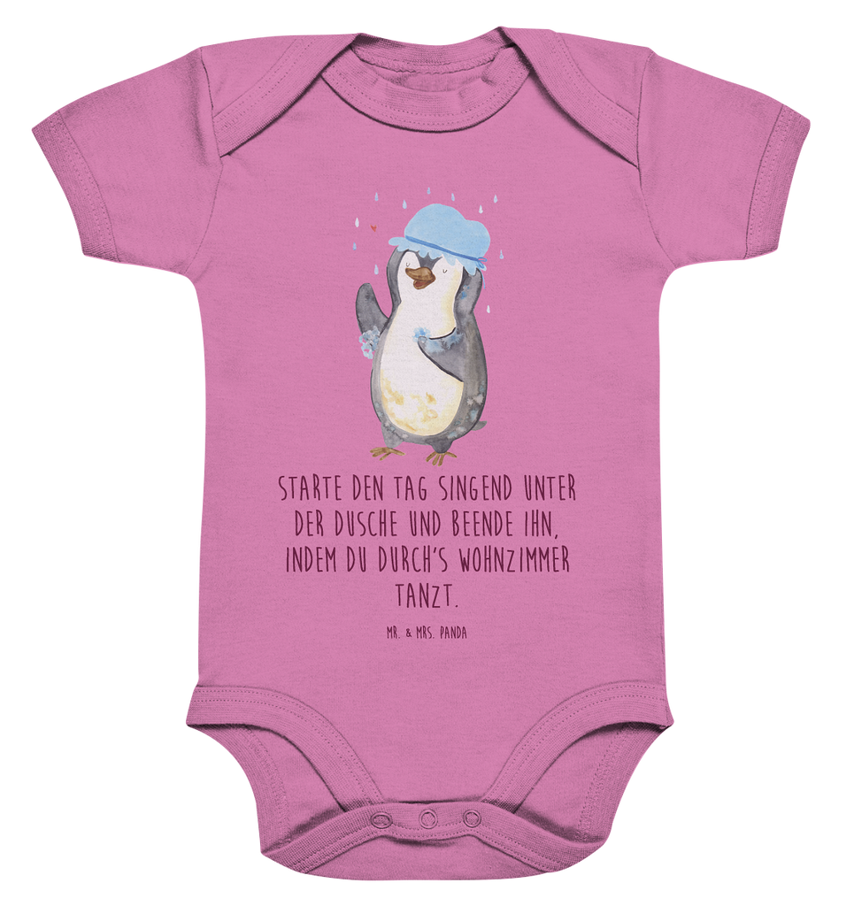 Organic Baby Body Pinguin duscht Babykleidung, Babystrampler, Strampler, Wickelbody, Baby Erstausstattung, Junge, Mädchen, Pinguin, Pinguine, Dusche, duschen, Lebensmotto, Motivation, Neustart, Neuanfang, glücklich sein