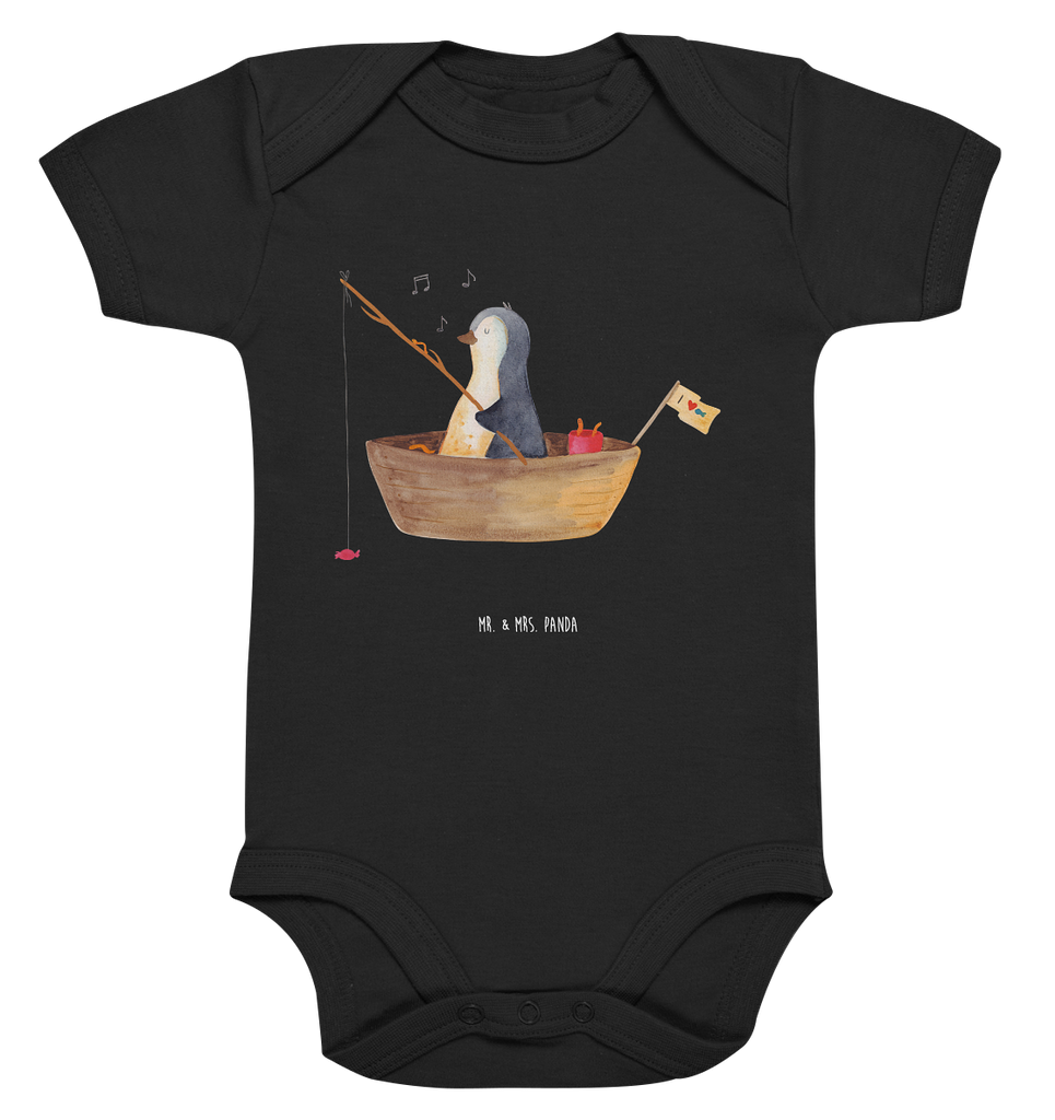 Organic Baby Body Pinguin Angelboot Babykleidung, Babystrampler, Strampler, Wickelbody, Baby Erstausstattung, Junge, Mädchen, Pinguin, Pinguine, Angeln, Boot, Angelboot, Lebenslust, Leben, genießen, Motivation, Neustart, Neuanfang, Trennung, Scheidung, Geschenkidee Liebeskummer