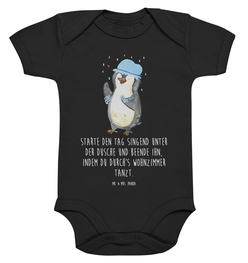 Organic Baby Body Pinguin duscht Babykleidung, Babystrampler, Strampler, Wickelbody, Baby Erstausstattung, Junge, Mädchen, Pinguin, Pinguine, Dusche, duschen, Lebensmotto, Motivation, Neustart, Neuanfang, glücklich sein