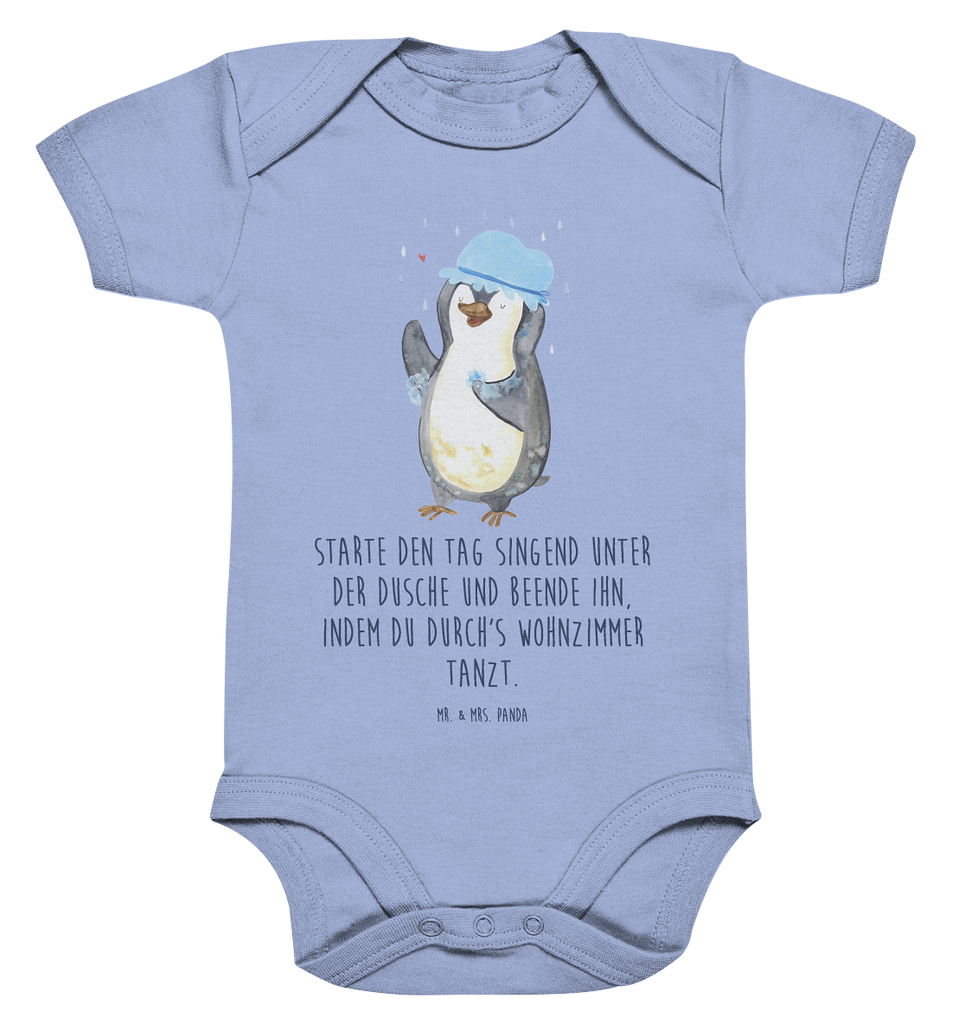 Organic Baby Body Pinguin duscht Babykleidung, Babystrampler, Strampler, Wickelbody, Baby Erstausstattung, Junge, Mädchen, Pinguin, Pinguine, Dusche, duschen, Lebensmotto, Motivation, Neustart, Neuanfang, glücklich sein