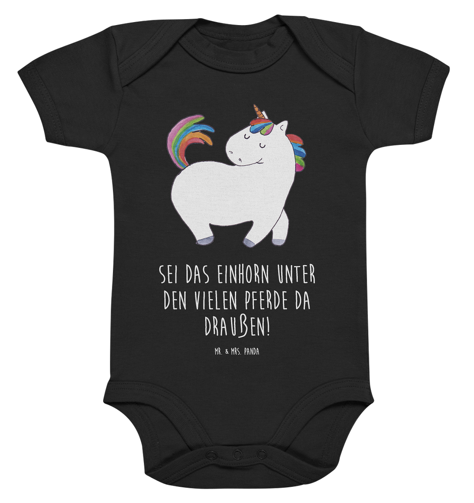 Organic Baby Body Einhorn stolzierend Babykleidung, Babystrampler, Strampler, Wickelbody, Baby Erstausstattung, Junge, Mädchen, Einhorn, Einhörner, Einhorn Deko, Pegasus, Unicorn, stolz, anders, bunt, Pferd, Reiter, Reiten, Freundin, Geschenk