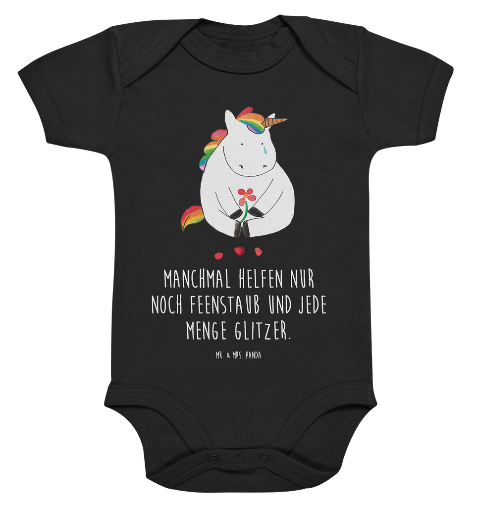 Organic Baby Body Einhorn Traurig Babykleidung, Babystrampler, Strampler, Wickelbody, Baby Erstausstattung, Junge, Mädchen, Einhorn, Einhörner, Einhorn Deko, Pegasus, Unicorn, Glitzer, Trösten. Freundschaft, Freunde, Liebe, Trauer, Grußkarte, Blume