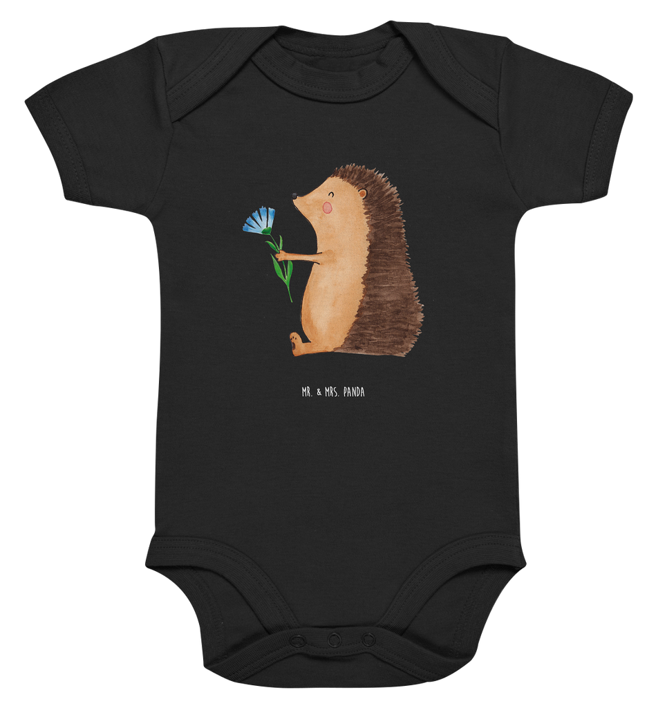 Organic Baby Body Igel mit Blume Babykleidung, Babystrampler, Strampler, Wickelbody, Baby Erstausstattung, Junge, Mädchen, Tiermotive, Gute Laune, lustige Sprüche, Tiere, Igel, Gute Besserung, Genesungswünsche, Krankheit, Krankenhaus, krank, Besuch