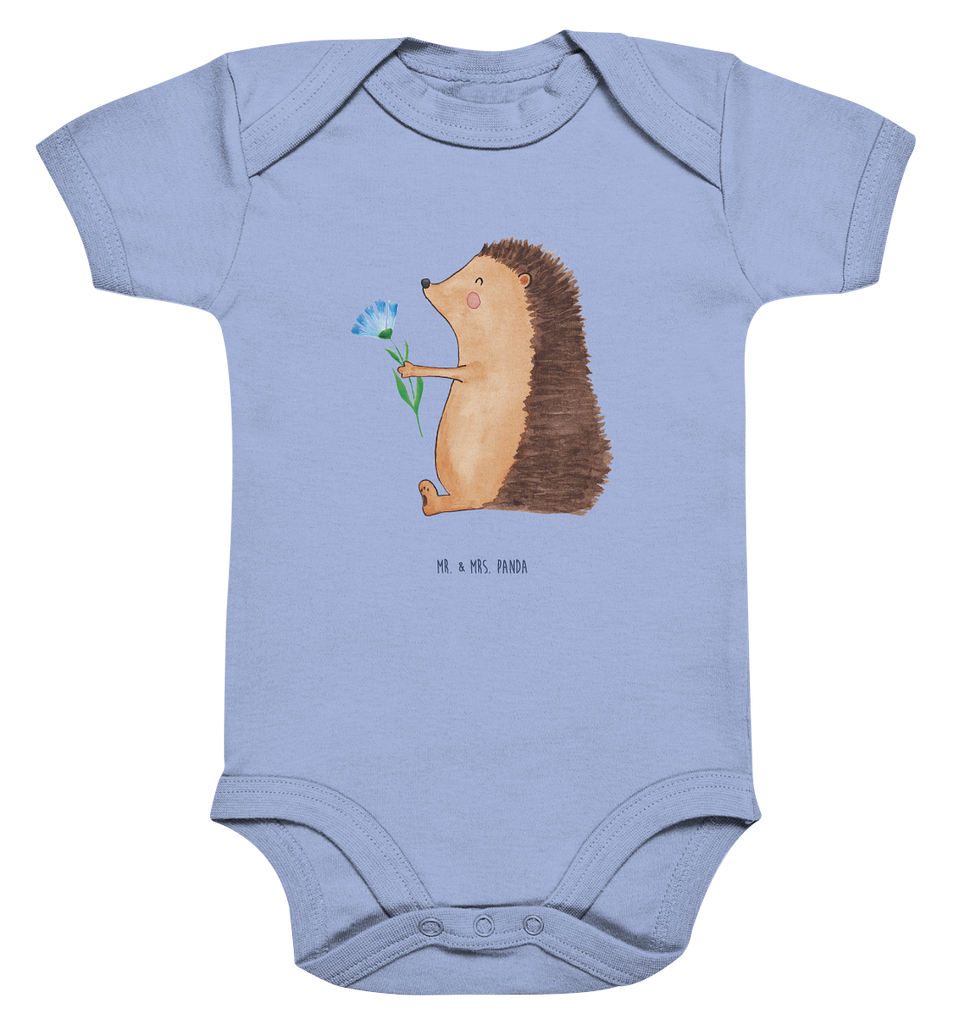 Organic Baby Body Igel mit Blume Babykleidung, Babystrampler, Strampler, Wickelbody, Baby Erstausstattung, Junge, Mädchen, Tiermotive, Gute Laune, lustige Sprüche, Tiere, Igel, Gute Besserung, Genesungswünsche, Krankheit, Krankenhaus, krank, Besuch