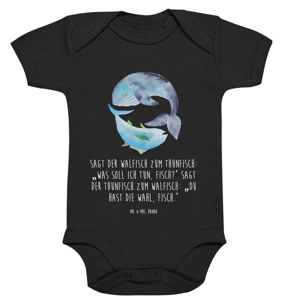 Organic Baby Body Walfisch & Thunfisch Babykleidung, Babystrampler, Strampler, Wickelbody, Baby Erstausstattung, Junge, Mädchen, Tiermotive, Gute Laune, lustige Sprüche, Tiere, Wal, Wahl, Tunfisch, Wortwitz lustig, Spruch lustig, Flachwitz, Witz, Spruch des Tages, Flachwitz Geschenk