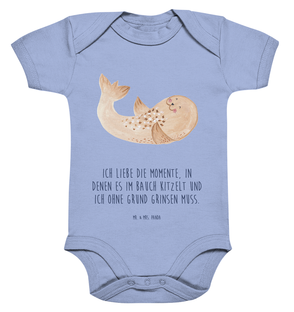 Organic Baby Body Robbe liegend Babykleidung, Babystrampler, Strampler, Wickelbody, Baby Erstausstattung, Junge, Mädchen, Tiermotive, Gute Laune, lustige Sprüche, Tiere, Robbe, Robben, Seehund, Strand, Meerestier, Ostsee, Nordsee, Lachen, Freude