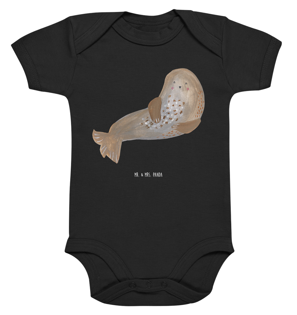 Organic Baby Body Robbe lachend Babykleidung, Babystrampler, Strampler, Wickelbody, Baby Erstausstattung, Junge, Mädchen, Tiermotive, Gute Laune, lustige Sprüche, Tiere, Robbe, Robben, Seehund, Strand, Meerestier, Ostsee, Nordsee