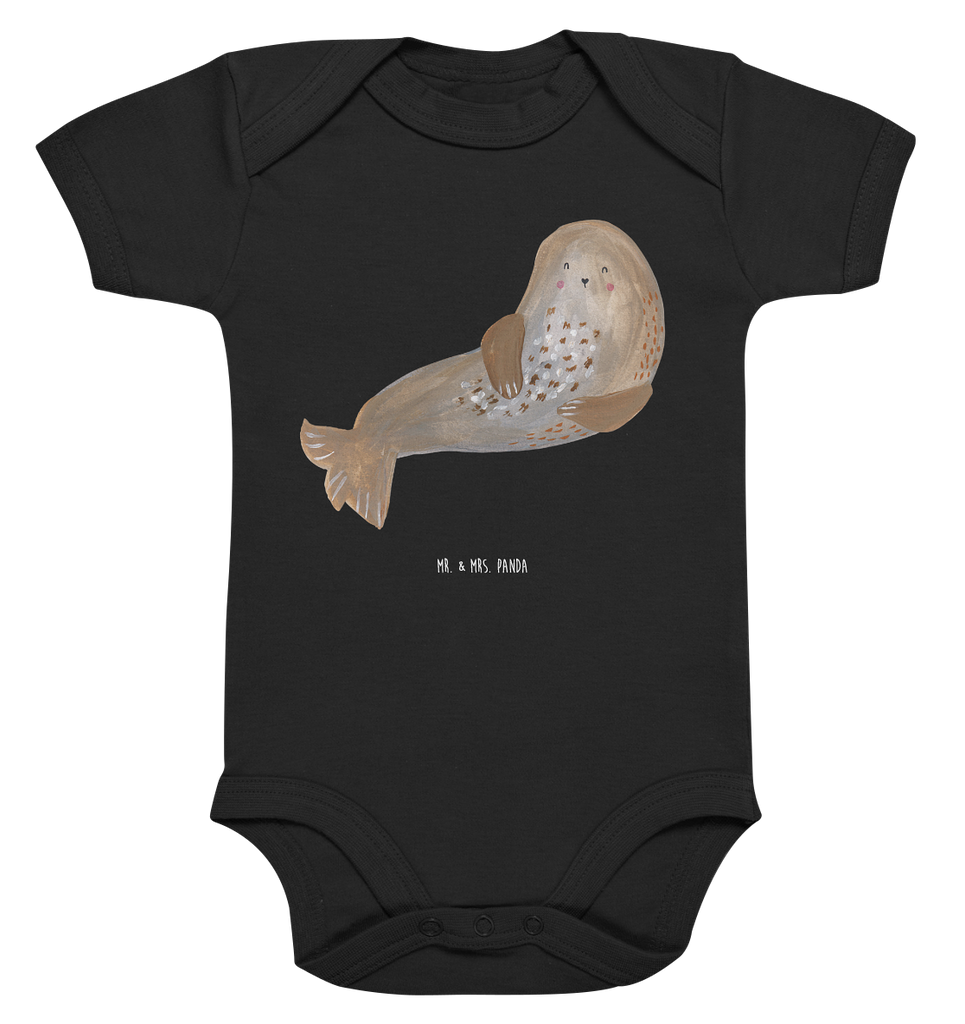 Organic Baby Body Robbe lachend Babykleidung, Babystrampler, Strampler, Wickelbody, Baby Erstausstattung, Junge, Mädchen, Tiermotive, Gute Laune, lustige Sprüche, Tiere, Robbe, Robben, Seehund, Strand, Meerestier, Ostsee, Nordsee