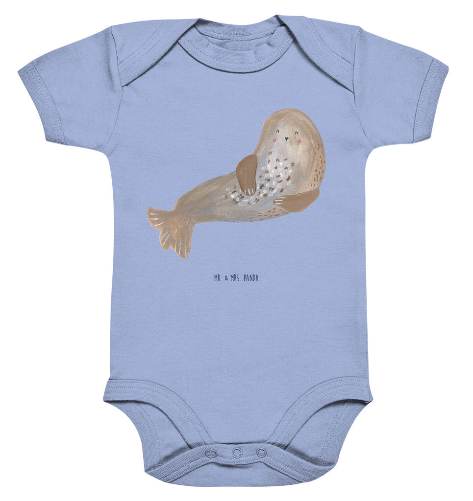 Organic Baby Body Robbe lachend Babykleidung, Babystrampler, Strampler, Wickelbody, Baby Erstausstattung, Junge, Mädchen, Tiermotive, Gute Laune, lustige Sprüche, Tiere, Robbe, Robben, Seehund, Strand, Meerestier, Ostsee, Nordsee