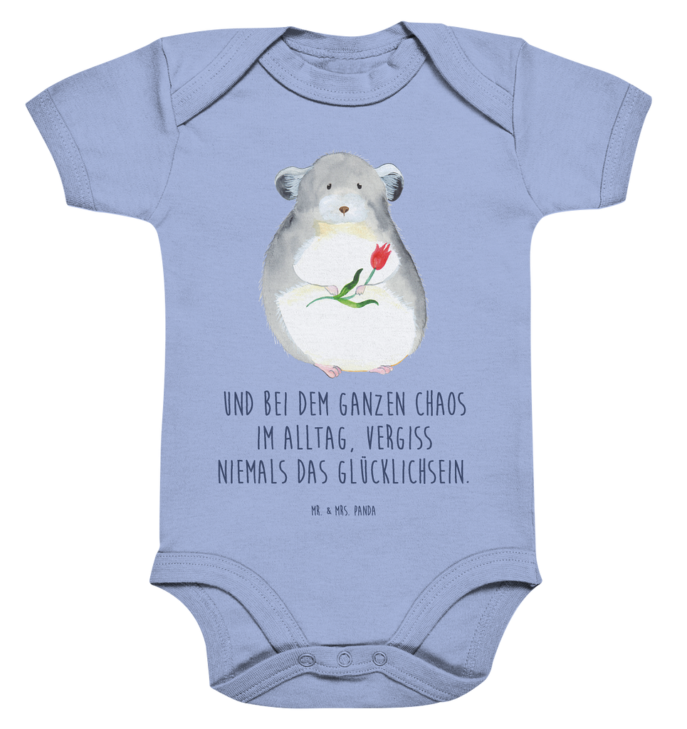 Organic Baby Body Chinchilla mit Blume Babykleidung, Babystrampler, Strampler, Wickelbody, Baby Erstausstattung, Junge, Mädchen, Tiermotive, Gute Laune, lustige Sprüche, Tiere, Chinchilla, Chinchillas, Liebeskummer, Kummer, Depressionen, traurig sein, Chaos, Glücklichsein, Büro, Büroalltag