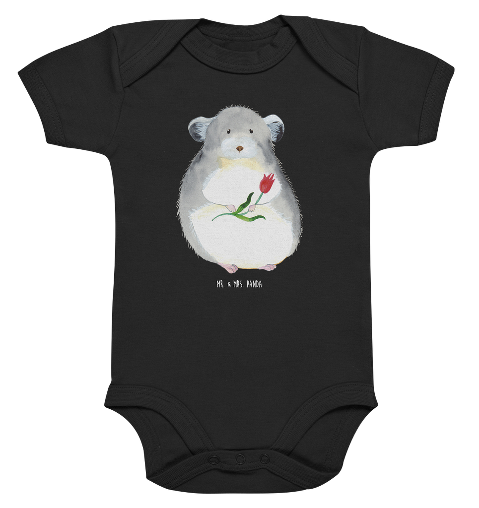 Organic Baby Body Chinchilla mit Blume Babykleidung, Babystrampler, Strampler, Wickelbody, Baby Erstausstattung, Junge, Mädchen, Tiermotive, Gute Laune, lustige Sprüche, Tiere, Chinchilla, Chinchillas, Liebeskummer, Kummer, Depressionen, traurig sein, Chaos, Glücklichsein, Büro, Büroalltag