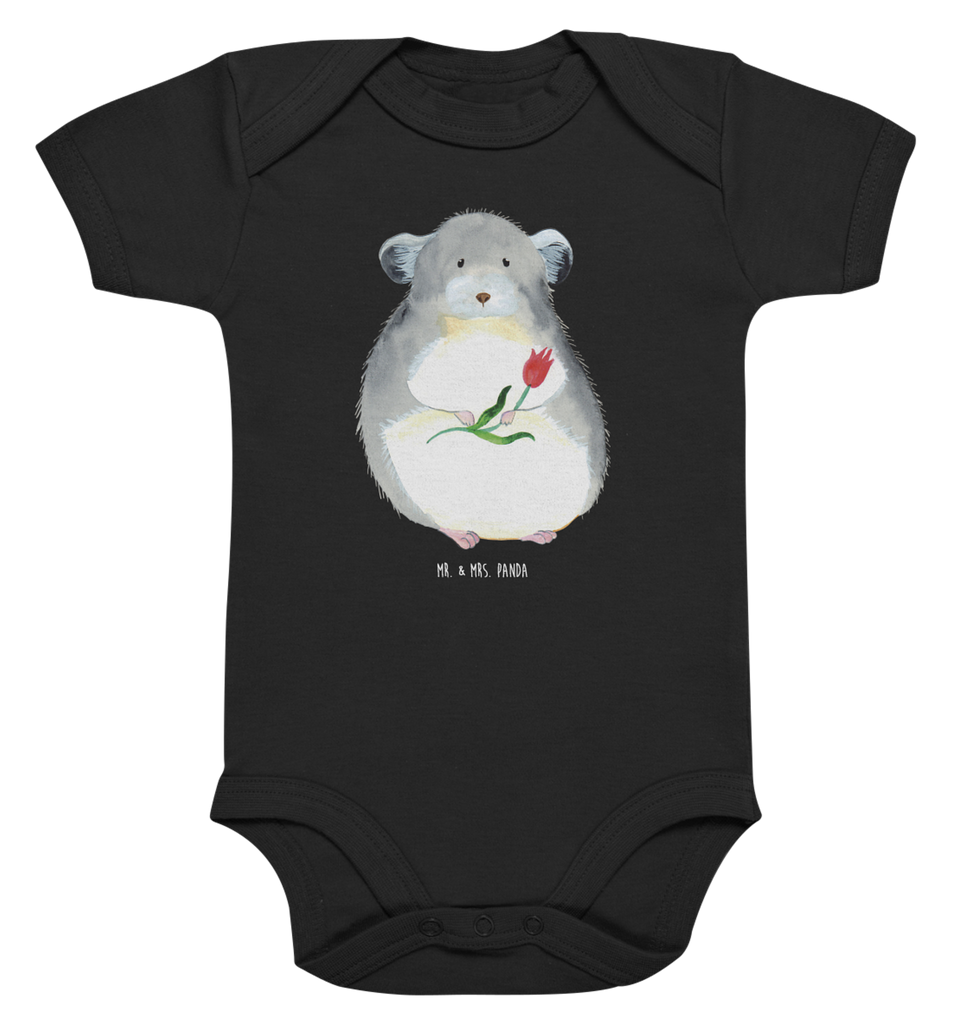 Organic Baby Body Chinchilla mit Blume Babykleidung, Babystrampler, Strampler, Wickelbody, Baby Erstausstattung, Junge, Mädchen, Tiermotive, Gute Laune, lustige Sprüche, Tiere, Chinchilla, Chinchillas, Liebeskummer, Kummer, Depressionen, traurig sein, Chaos, Glücklichsein, Büro, Büroalltag