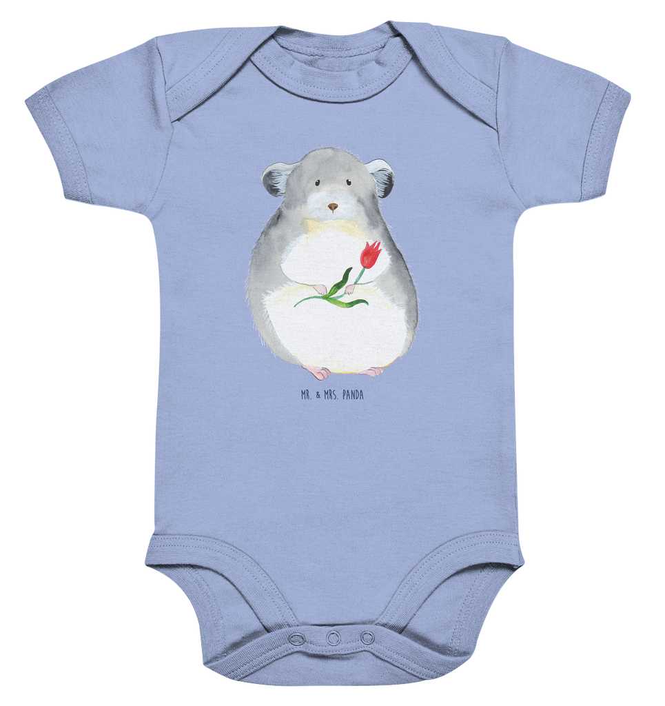 Organic Baby Body Chinchilla mit Blume Babykleidung, Babystrampler, Strampler, Wickelbody, Baby Erstausstattung, Junge, Mädchen, Tiermotive, Gute Laune, lustige Sprüche, Tiere, Chinchilla, Chinchillas, Liebeskummer, Kummer, Depressionen, traurig sein, Chaos, Glücklichsein, Büro, Büroalltag