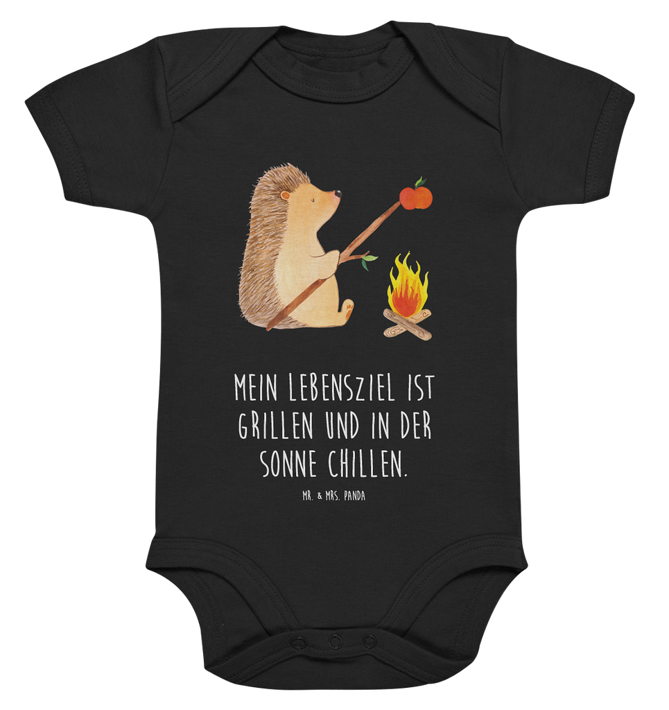 Organic Baby Body Igel grillt Babykleidung, Babystrampler, Strampler, Wickelbody, Baby Erstausstattung, Junge, Mädchen, Tiermotive, Gute Laune, lustige Sprüche, Tiere, Igel, Grillen, Ziele, Motivation, arbeitslos, Sinn des Lebens, Spruch