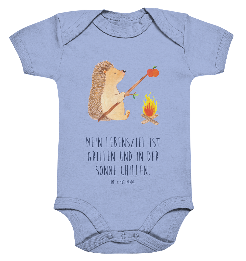 Organic Baby Body Igel grillt Babykleidung, Babystrampler, Strampler, Wickelbody, Baby Erstausstattung, Junge, Mädchen, Tiermotive, Gute Laune, lustige Sprüche, Tiere, Igel, Grillen, Ziele, Motivation, arbeitslos, Sinn des Lebens, Spruch