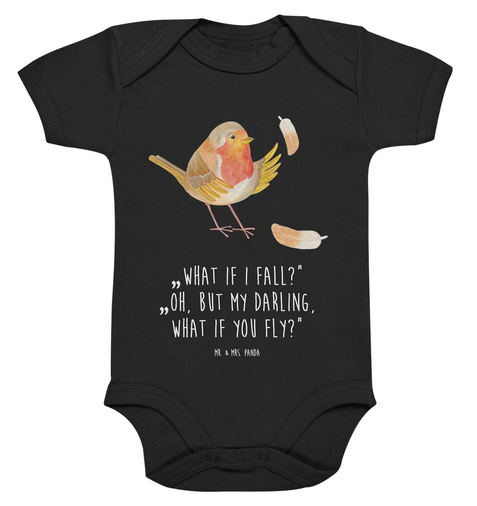 Organic Baby Body Rotkehlchen mit Federn Babykleidung, Babystrampler, Strampler, Wickelbody, Baby Erstausstattung, Junge, Mädchen, Tiermotive, Gute Laune, lustige Sprüche, Tiere, What if i fall, Rotkehlchen, Spruch Motivation, Spruch Mut, Vogel, Motivation Sprüche, Motivationsbilder, fliegen