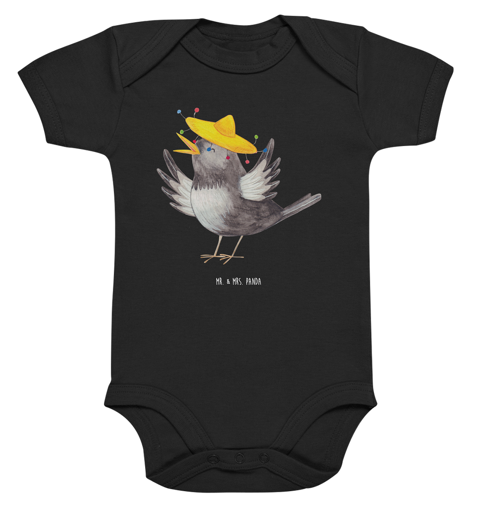 Organic Baby Body Rabe mit Sombrero Babykleidung, Babystrampler, Strampler, Wickelbody, Baby Erstausstattung, Junge, Mädchen, Tiermotive, Gute Laune, lustige Sprüche, Tiere, Rabe, Vogel, Vögel, Spruch positiv, fröhlich sein, glücklich sein, Glück Spruch, froh, Elster, Motivation
