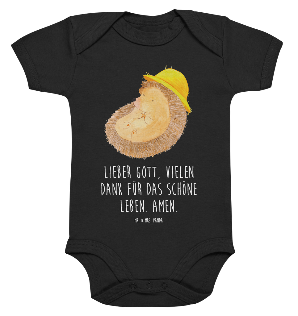 Organic Baby Body Igel betet Babykleidung, Babystrampler, Strampler, Wickelbody, Baby Erstausstattung, Junge, Mädchen, Tiermotive, Gute Laune, lustige Sprüche, Tiere, Igel, Igel mit Hut, Sonnenhut, Gott, Amen, beten, Leben, Dankbarkeit, Dankbar sein, dankbar, genießen