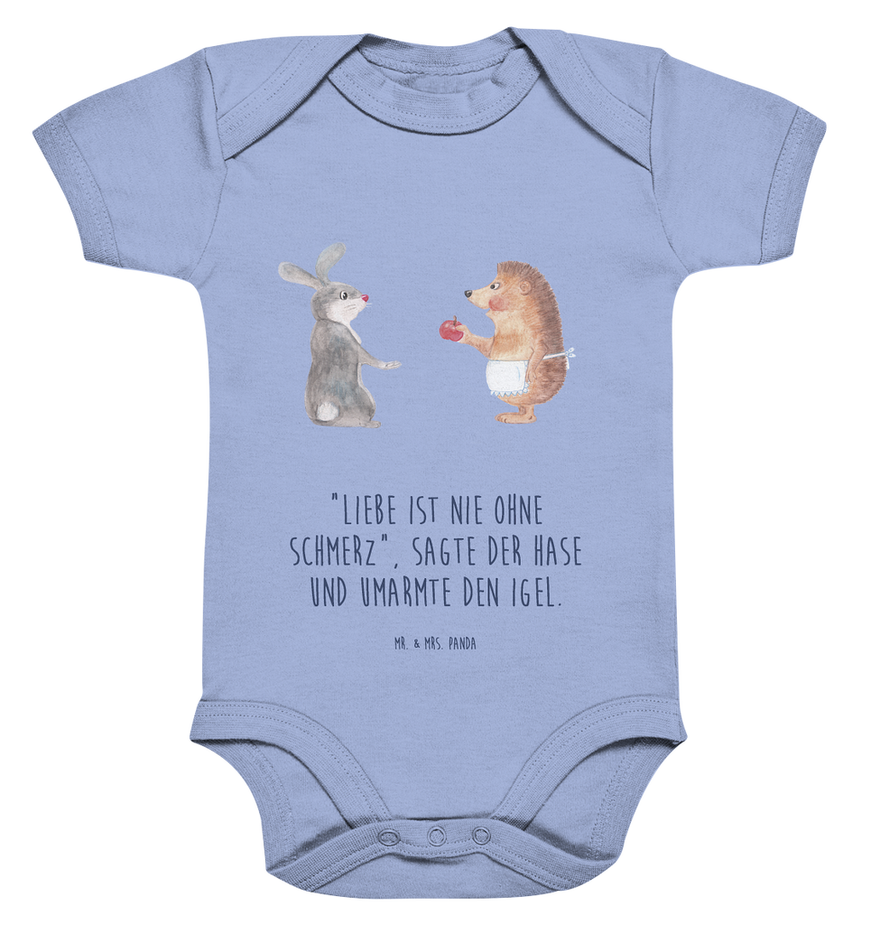 Organic Baby Body Liebe ist nie ohne Schmerz Babykleidung, Babystrampler, Strampler, Wickelbody, Baby Erstausstattung, Junge, Mädchen, Tiermotive, Gute Laune, lustige Sprüche, Tiere, Igel und Hase, Igel, Hase, Liebe Spruch, Liebeskummer Geschenk, Herzschmerz, Trösten, Trennungsschmerz, Spruch romantisch