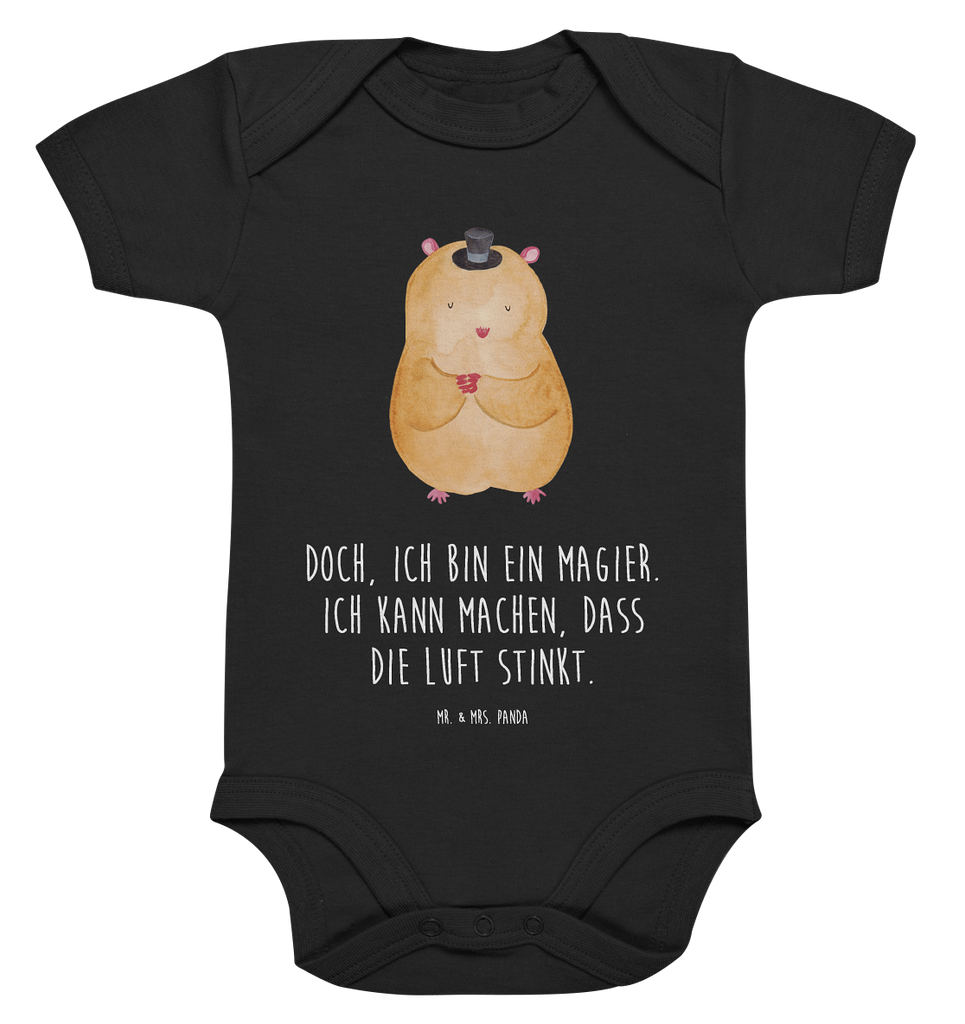 Organic Baby Body Hamster mit Hut Babykleidung, Babystrampler, Strampler, Wickelbody, Baby Erstausstattung, Junge, Mädchen, Tiermotive, Gute Laune, lustige Sprüche, Tiere, Hamster, Hut, Magier, Zylinder, Zwerghamster, Zauberer, Houdini