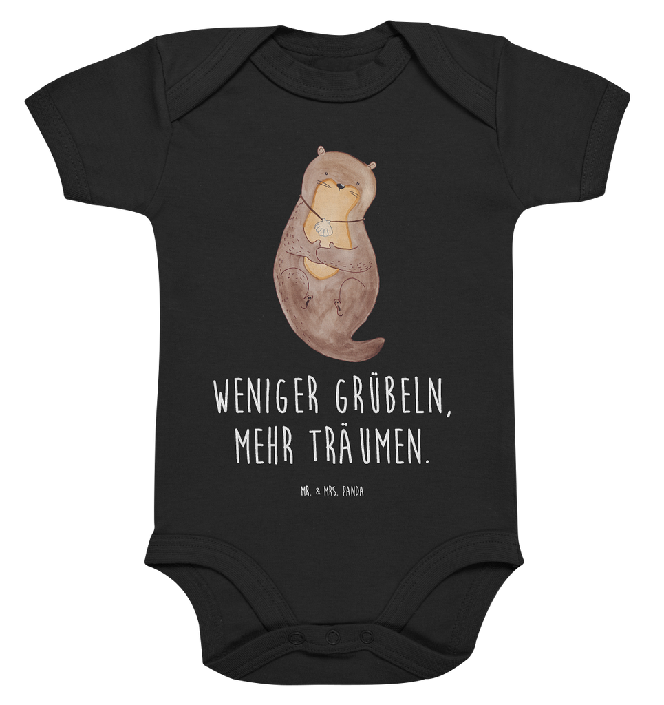 Organic Baby Body Otter mit Muschelmedaillon Babykleidung, Babystrampler, Strampler, Wickelbody, Baby Erstausstattung, Junge, Mädchen, Otter, Fischotter, Seeotter, Otterliebe, grübeln, träumen, Motivation, Tagträumen, Büro