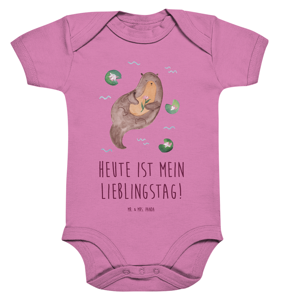 Organic Baby Body Otter mit Seerose Babykleidung, Babystrampler, Strampler, Wickelbody, Baby Erstausstattung, Junge, Mädchen, Otter, Fischotter, Seeotter, Otter Seeotter See Otter