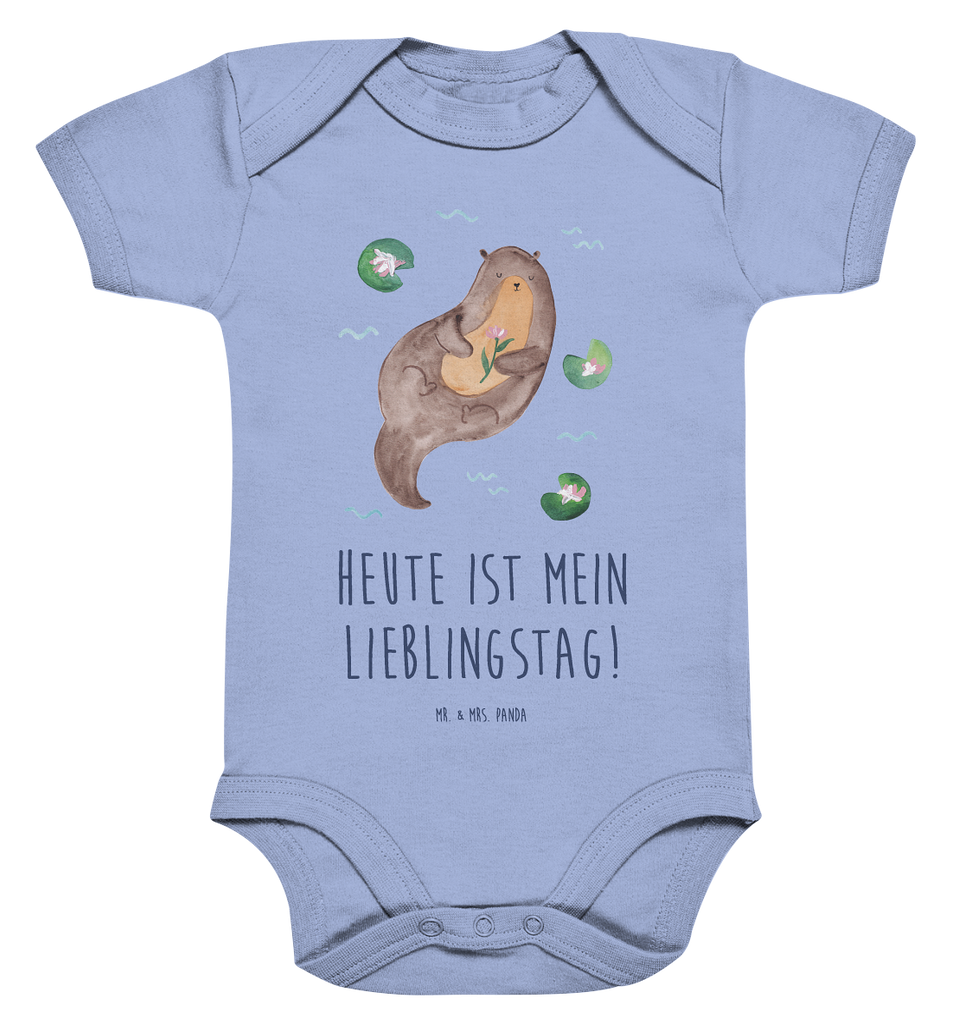 Organic Baby Body Otter mit Seerose Babykleidung, Babystrampler, Strampler, Wickelbody, Baby Erstausstattung, Junge, Mädchen, Otter, Fischotter, Seeotter, Otter Seeotter See Otter
