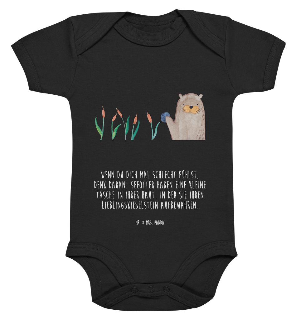 Organic Baby Body Otter mit Stein Babykleidung, Babystrampler, Strampler, Wickelbody, Baby Erstausstattung, Junge, Mädchen, Otter, Fischotter, Seeotter, Otter Seeotter See Otter