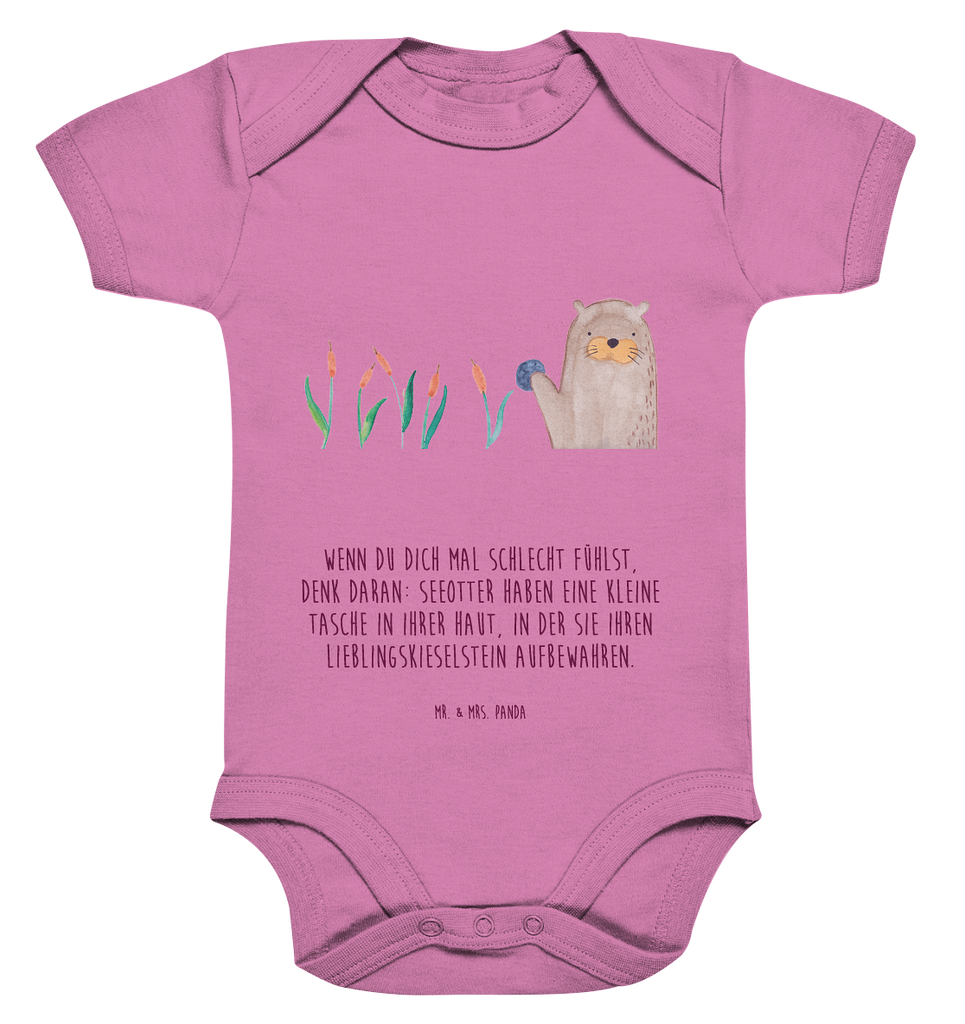 Organic Baby Body Otter mit Stein Babykleidung, Babystrampler, Strampler, Wickelbody, Baby Erstausstattung, Junge, Mädchen, Otter, Fischotter, Seeotter, Otter Seeotter See Otter